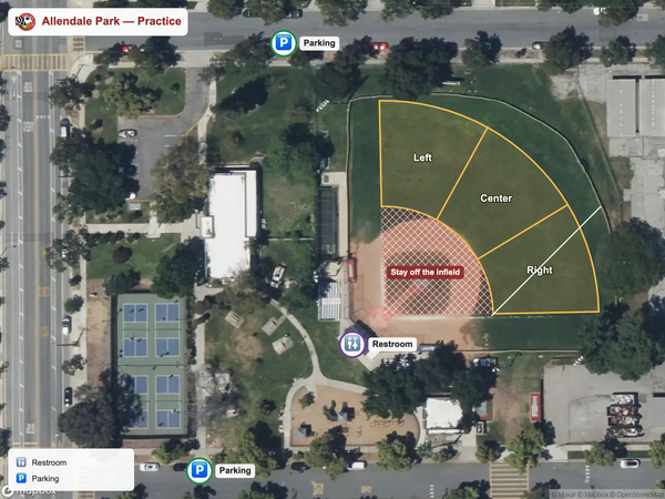 Allendale Park practice field map