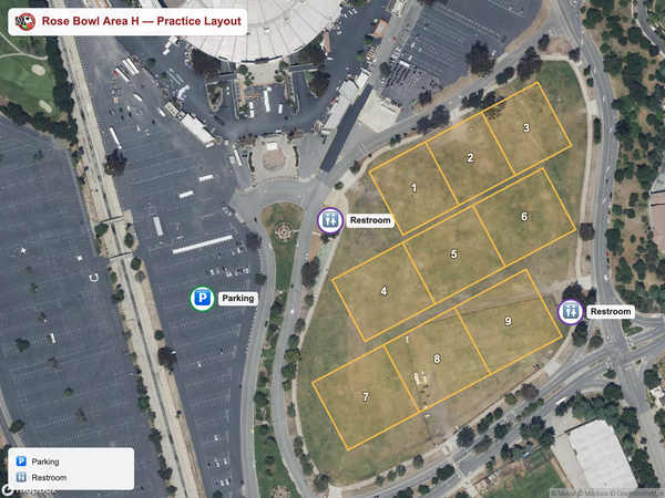 Rose Bowl Area H practice field map