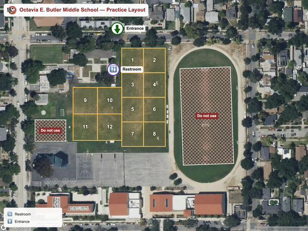 Octavia E. Butler Middle School practice field map