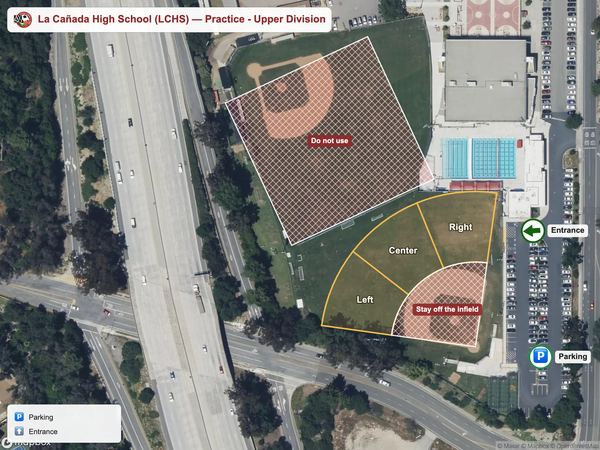 La Cañada High School (LCHS) practice-upper-division field map