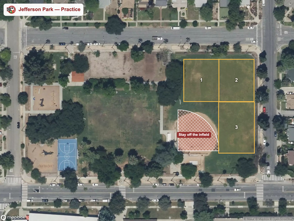 Jefferson Park practice field map