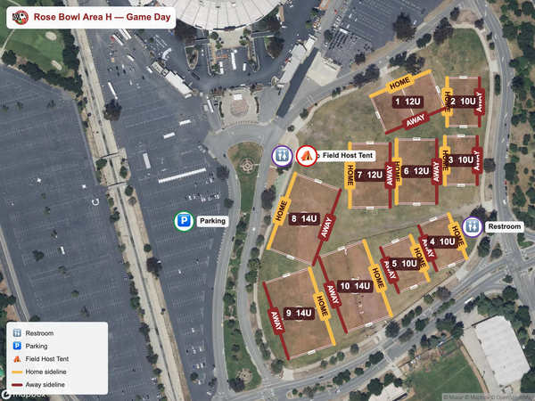 Rose Bowl Area H game field map