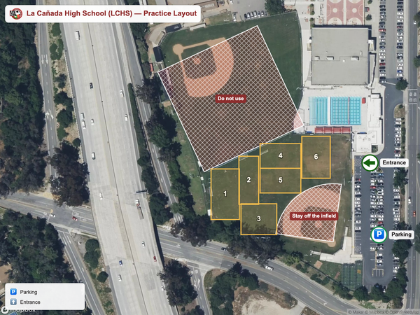 La Cañada High School (LCHS) practice field map