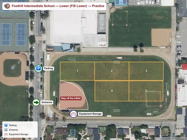 Foothill Intermediate School — Lower (FIS Lower) practice field map
