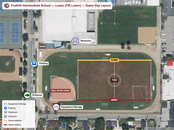 Foothill Intermediate School — Lower (FIS Lower) game field map